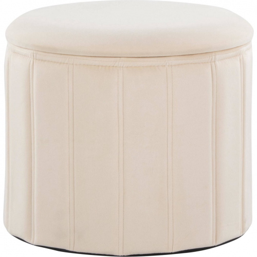 Lindsey Folding Storage Ottoman in Cream Velvet